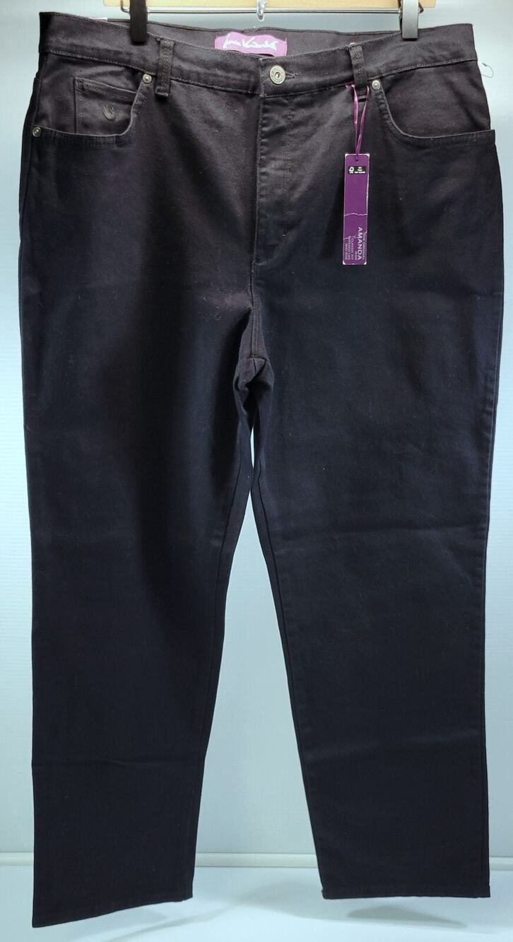 L21) Women's Gloria Vanderbilt Stretch Amanda Black Jeans Pants Size 18 Short